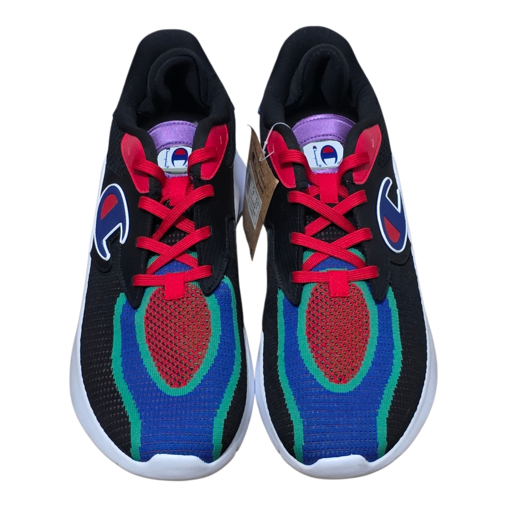 Champion Men's Black Sneakers with Red, Blue, and Green Accents